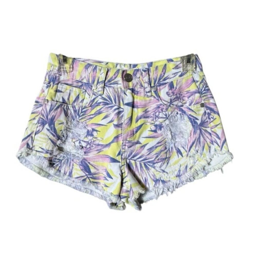 Refuge Womens Cut Off Jean Shorts Size 00 Y2K Festival Beachy Tropical